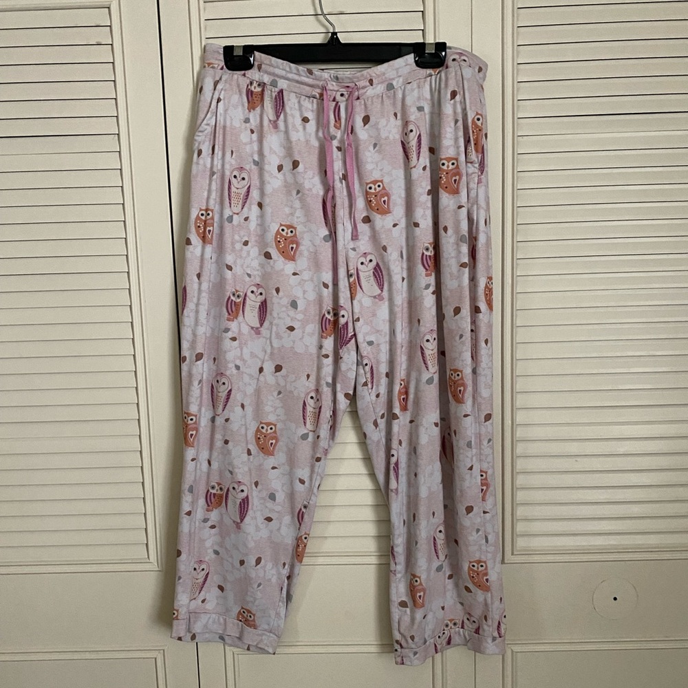 Echo sleepwear owl print pj lounge pants pockets!